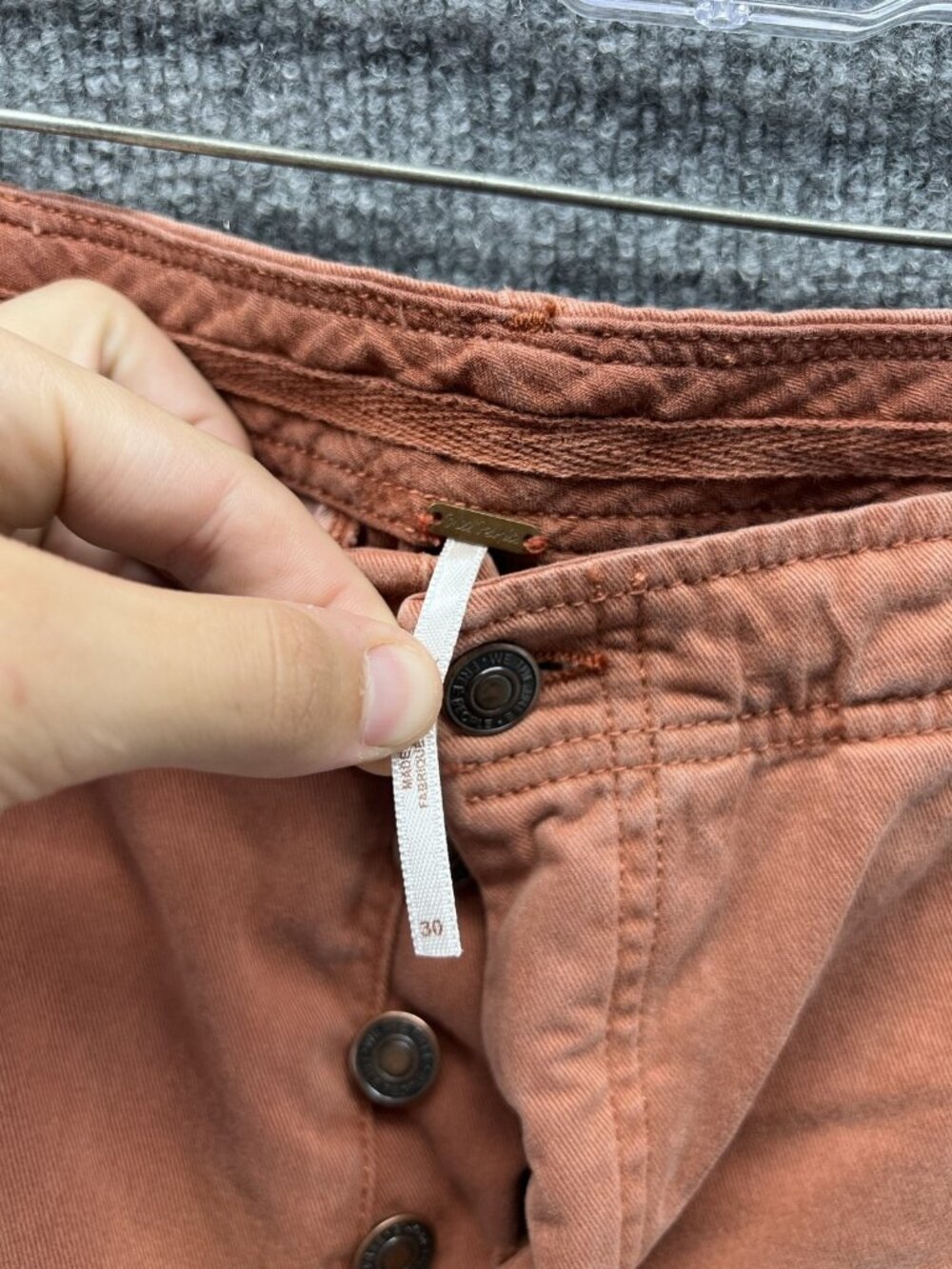 Free People Pants Men 30 Orange Chino Cotton Flat Front Relaxed Straight - Picture 4 of 11